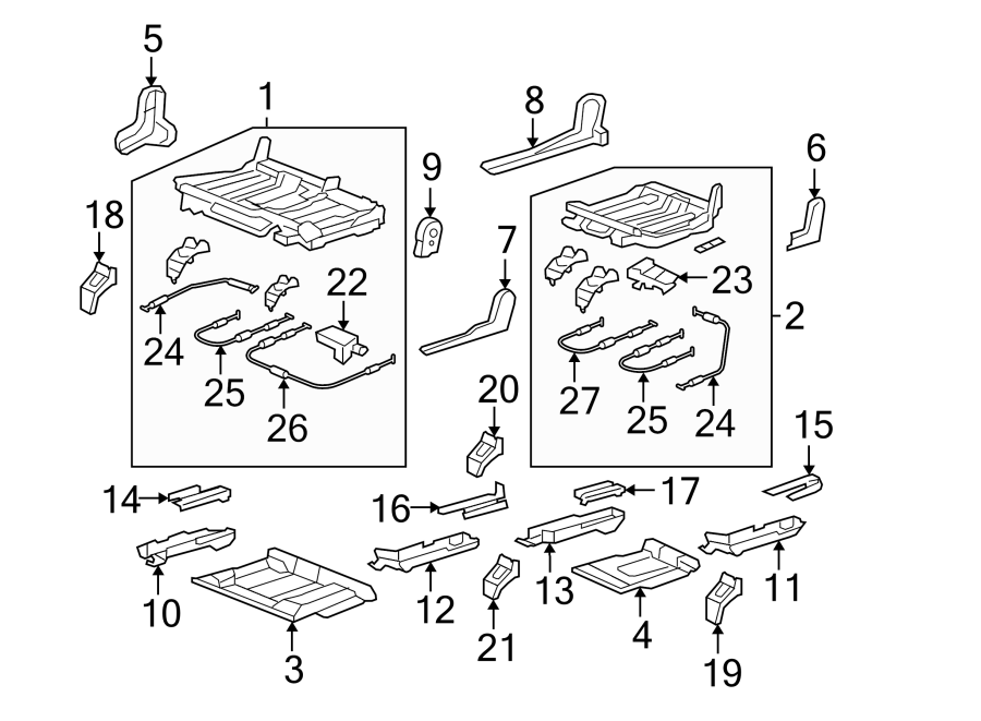 SEATS & TRACKS. REAR SEAT COMPONENTS.