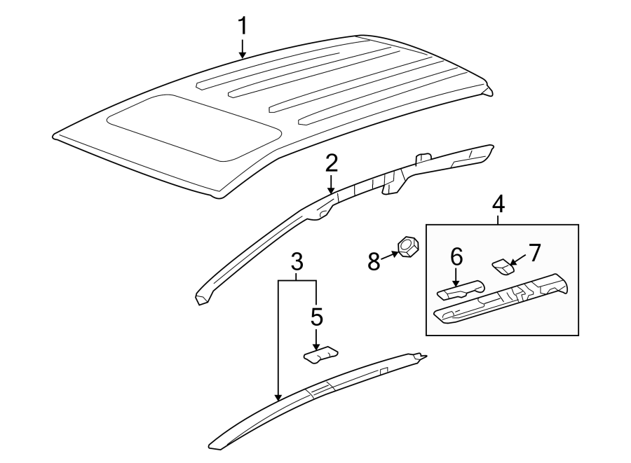 8EXTERIOR TRIM. ROOF & COMPONENTS.https://images.simplepart.com/images/parts/motor/fullsize/4467345.png