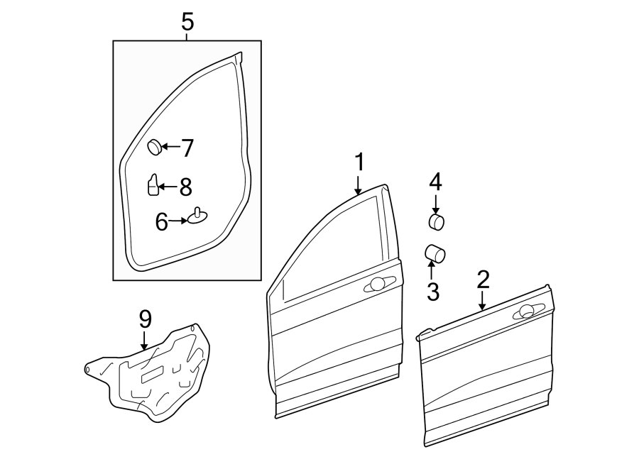 FRONT DOOR. DOOR & COMPONENTS.