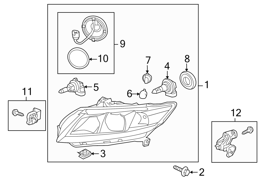 FRONT LAMPS. HEADLAMP COMPONENTS.