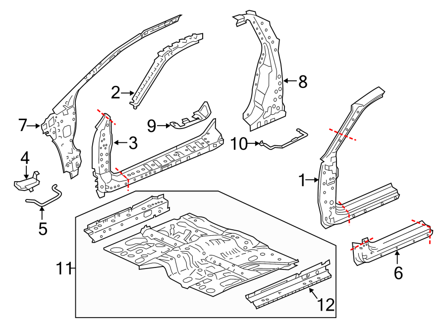 8PILLARS. ROCKER & FLOOR. FLOOR & RAILS. HINGE PILLAR. LOCK PILLAR.https://images.simplepart.com/images/parts/motor/fullsize/4468360.png