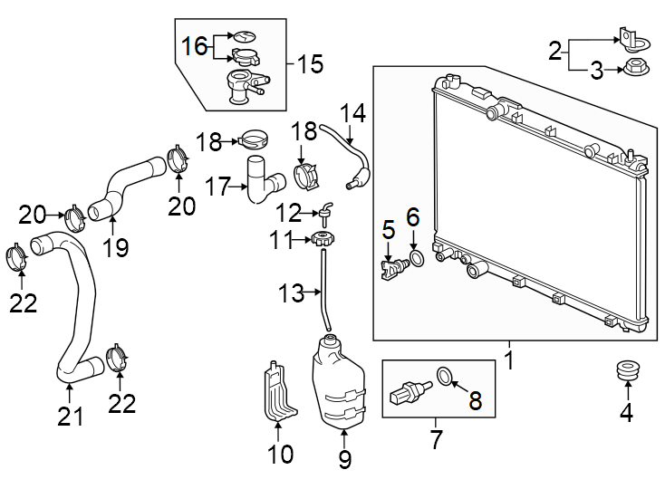 18Radiator & components.https://images.simplepart.com/images/parts/motor/fullsize/4469035.png