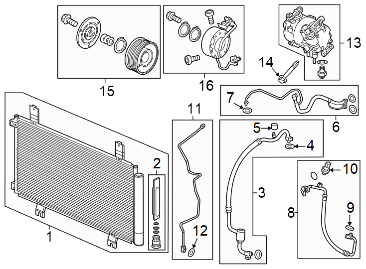 Air conditioner & heater. Compressor & lines. Condenser.