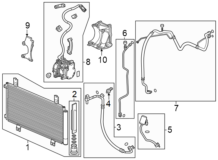 Air conditioner & heater. Compressor & lines. Condenser.