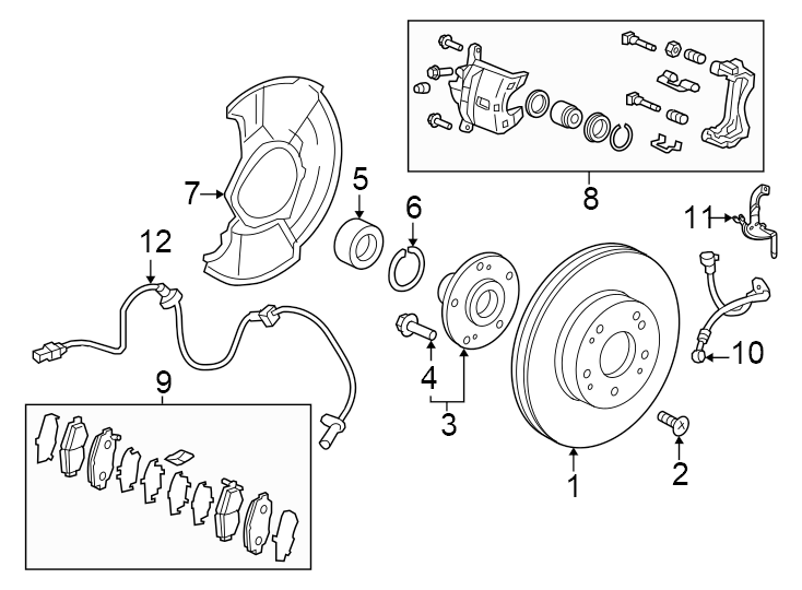 Front suspension. Brake components.