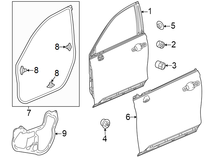 9Front door. Door & components.https://images.simplepart.com/images/parts/motor/fullsize/4469450.png