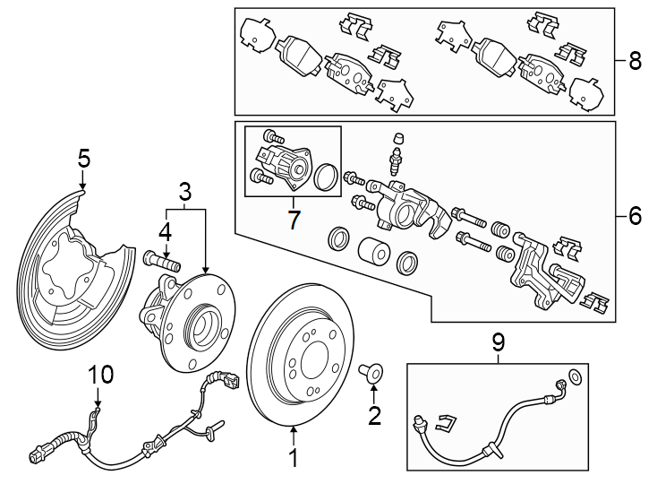 Rear suspension. Brake components.