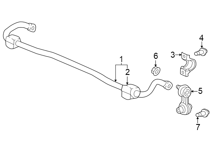 Rear suspension. Stabilizer bar & components.