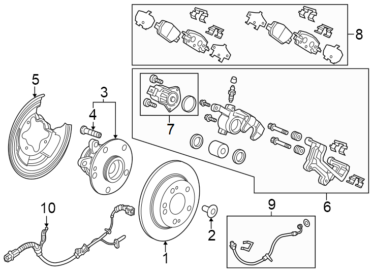 Rear suspension. Brake components.