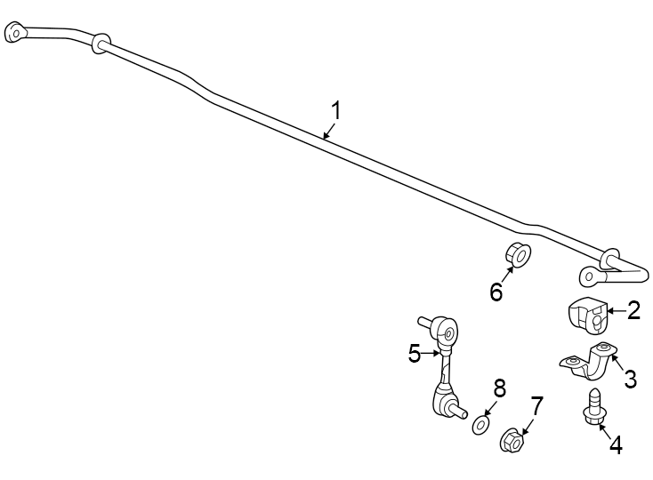 Rear suspension. Stabilizer bar & components.