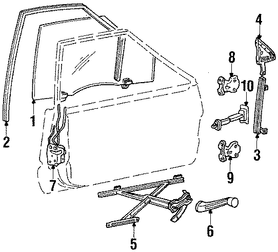 10FRONT DOOR. GLASS & HARDWARE.https://images.simplepart.com/images/parts/motor/fullsize/447131.png