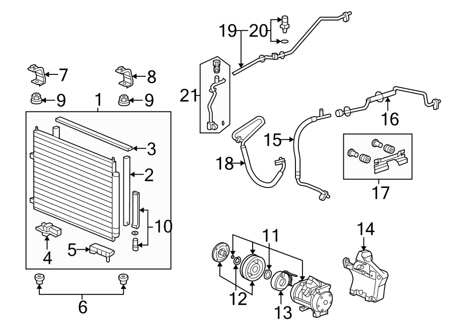 14AIR CONDITIONER & HEATER. COMPRESSOR & LINES. CONDENSER.https://images.simplepart.com/images/parts/motor/fullsize/4475045.png