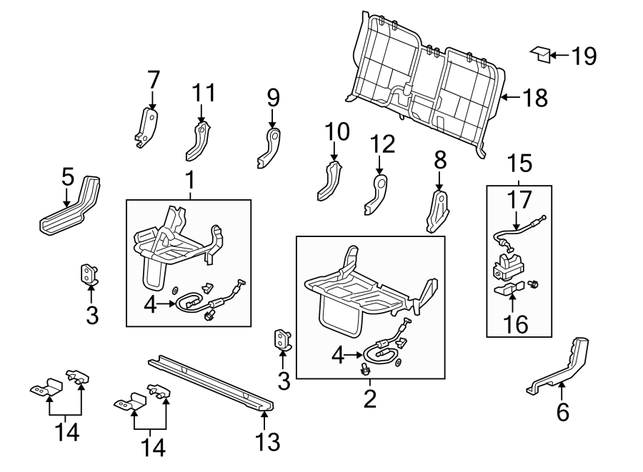 SEATS & TRACKS. REAR SEAT COMPONENTS.