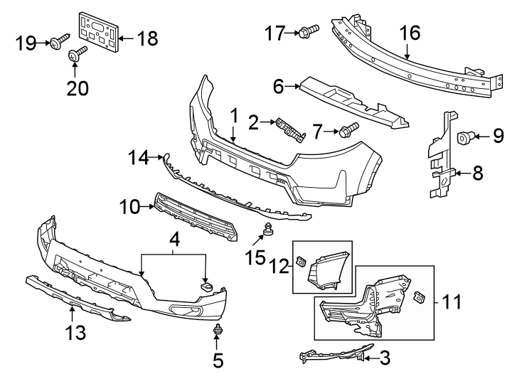 16Front bumper & grille. Bumper & components.https://images.simplepart.com/images/parts/motor/fullsize/4476007.png