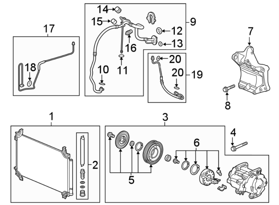 AIR CONDITIONER & HEATER. COMPRESSOR & LINES. CONDENSER.