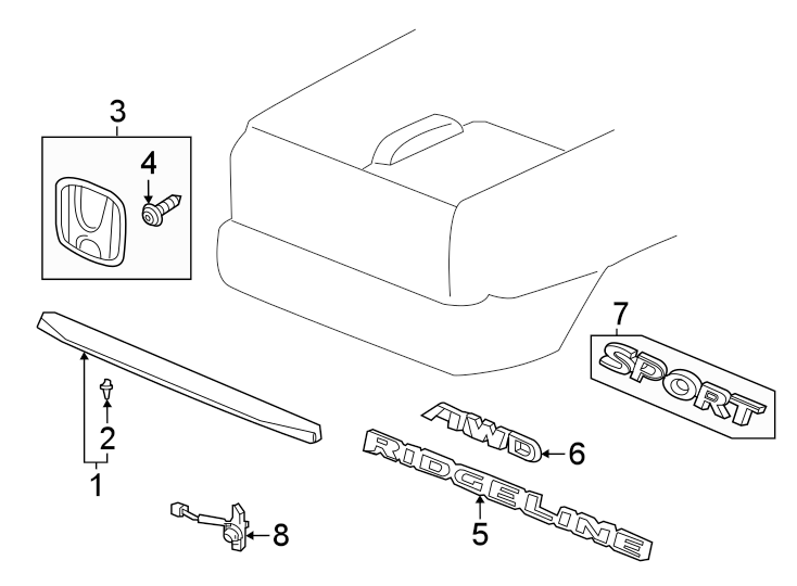 6Tail gate. Exterior trim.https://images.simplepart.com/images/parts/motor/fullsize/4476652.png