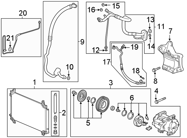 16Air conditioner & heater. Compressor & lines. Condenser.https://images.simplepart.com/images/parts/motor/fullsize/4476700.png