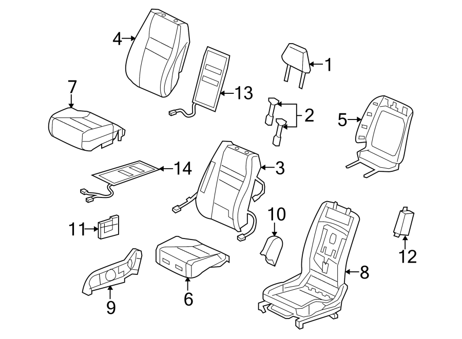 SEATS & TRACKS. FRONT SEAT COMPONENTS.