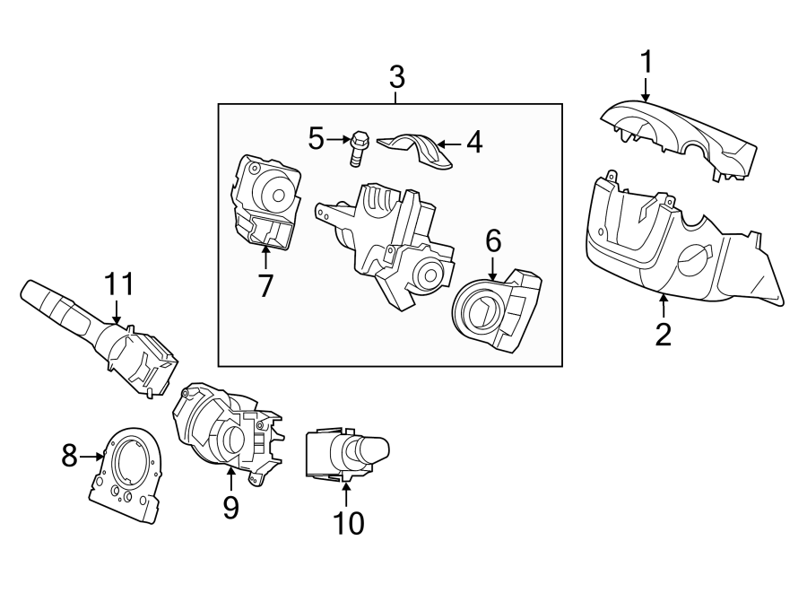 STEERING COLUMN. SHROUD. SWITCHES & LEVERS.