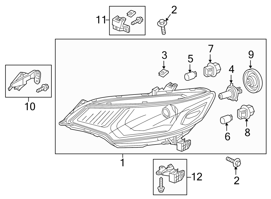 FRONT LAMPS. HEADLAMP COMPONENTS.