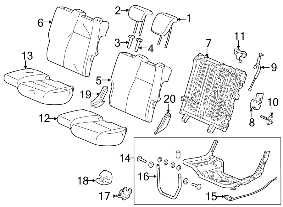 SEATS & TRACKS. REAR SEAT COMPONENTS.