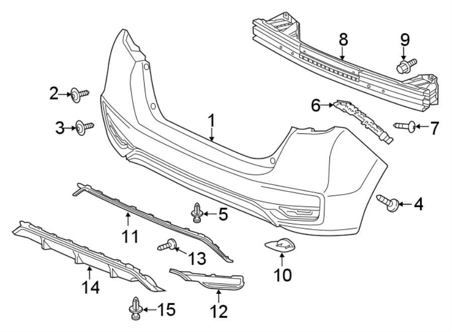 REAR BUMPER. BUMPER & COMPONENTS.