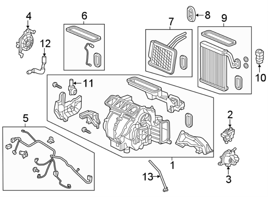 AIR CONDITIONER & HEATER. EVAPORATOR & HEATER COMPONENTS.