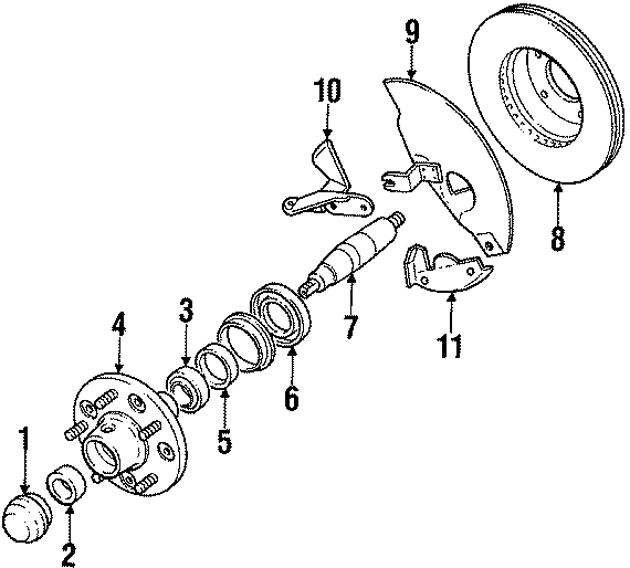 Diagram WHEELS & FRONT SUSPENSION. HUB & ROTOR. for your 2001 Jaguar Vanden Plas   