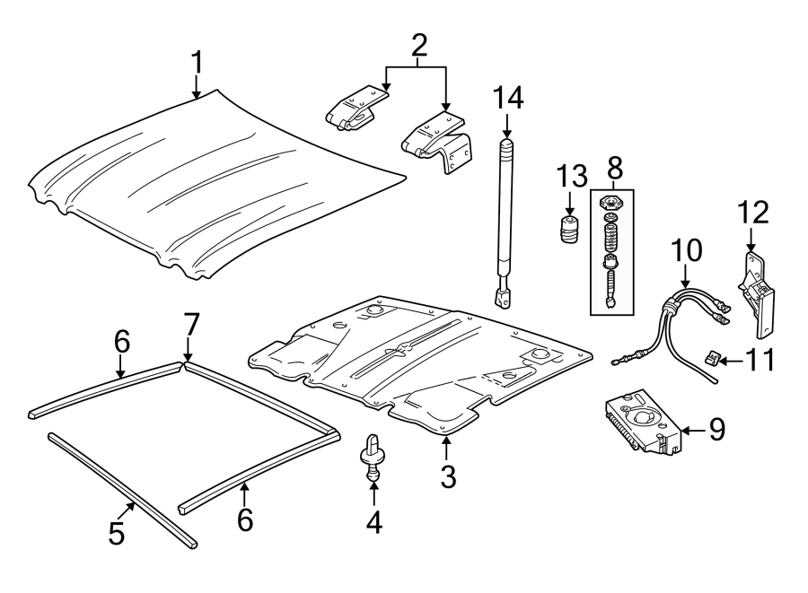 Diagram HOOD & COMPONENTS. for your Jaguar XJ8  