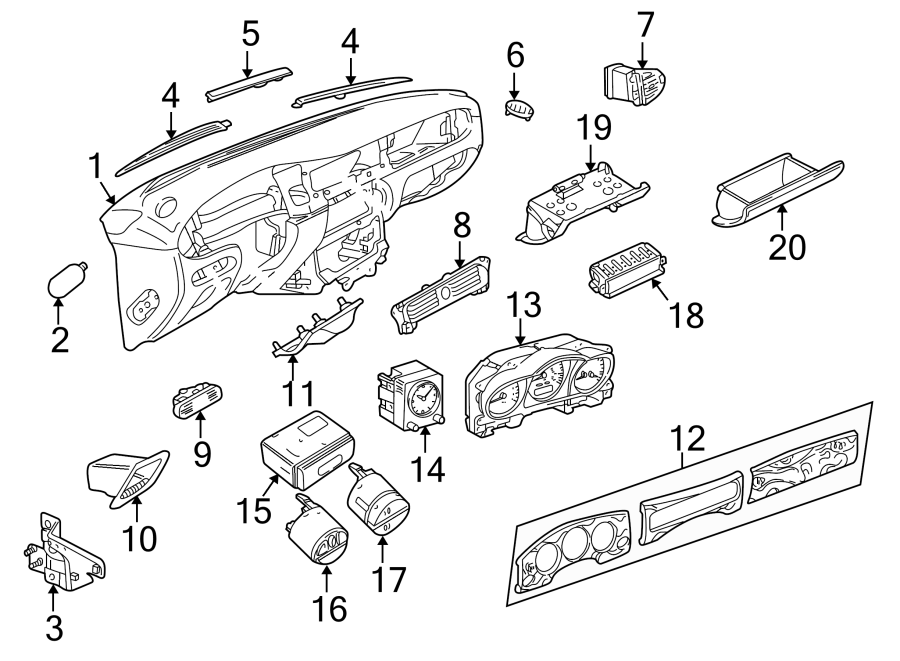 Full size assembly image of INSTRUMENT PANEL COMPONENTS. (1/1)