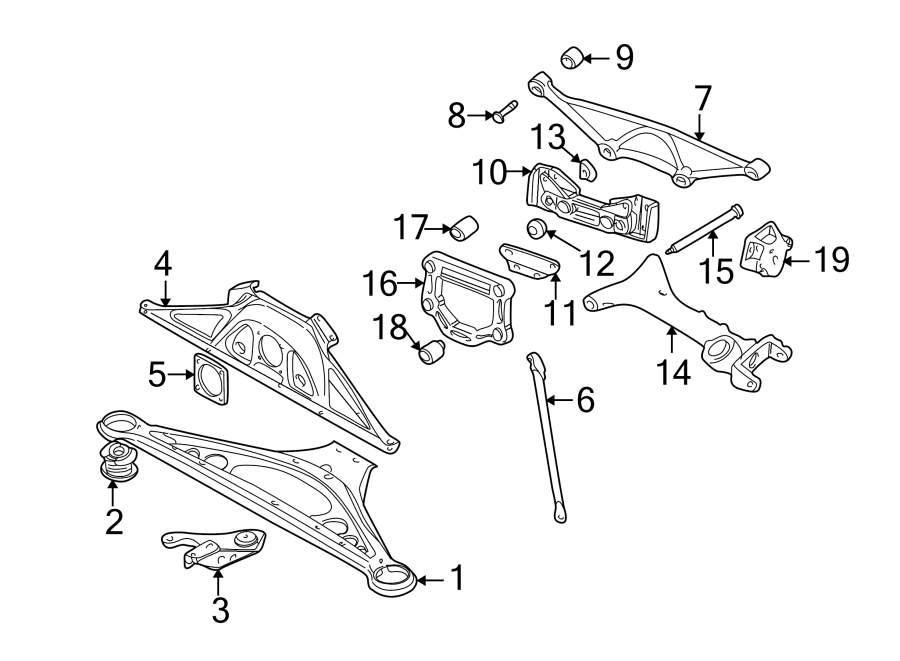 Diagram REAR SUSPENSION. SUSPENSION COMPONENTS. for your 2001 Jaguar XJ8  Base Sedan 