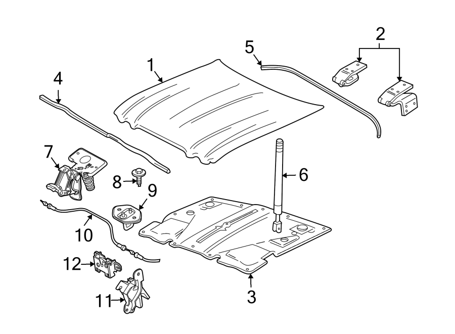 Diagram HOOD & COMPONENTS. for your Jaguar XJ8  