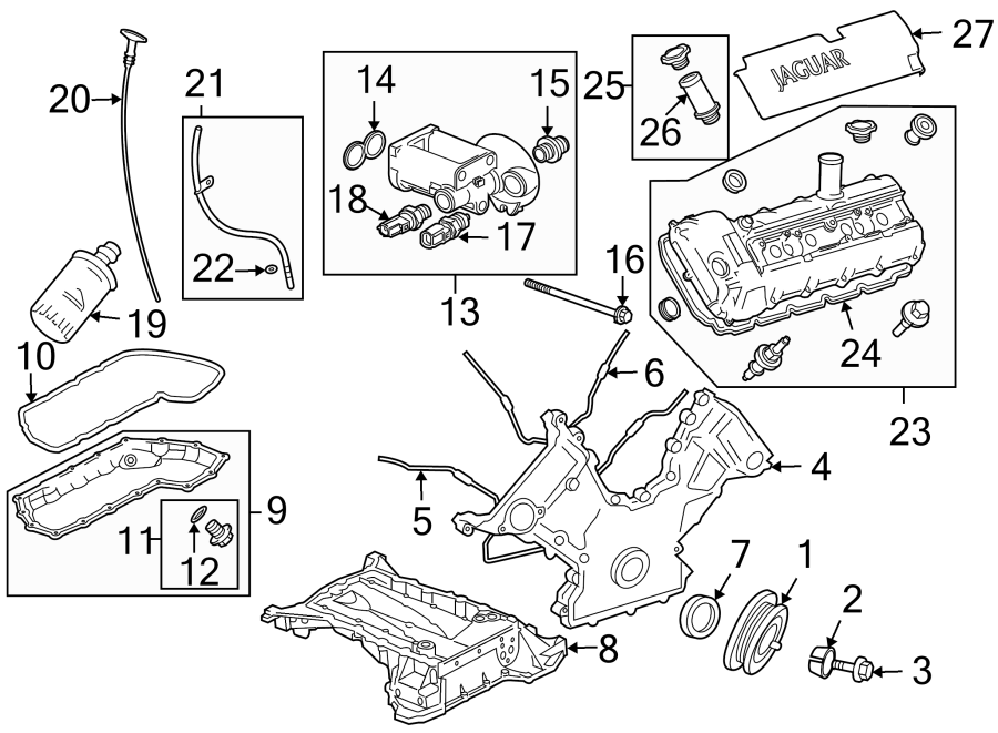 Diagram ENGINE PARTS. for your Jaguar Vanden Plas  