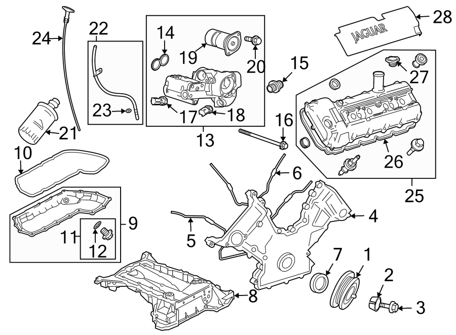 Diagram ENGINE PARTS. for your Jaguar Vanden Plas  