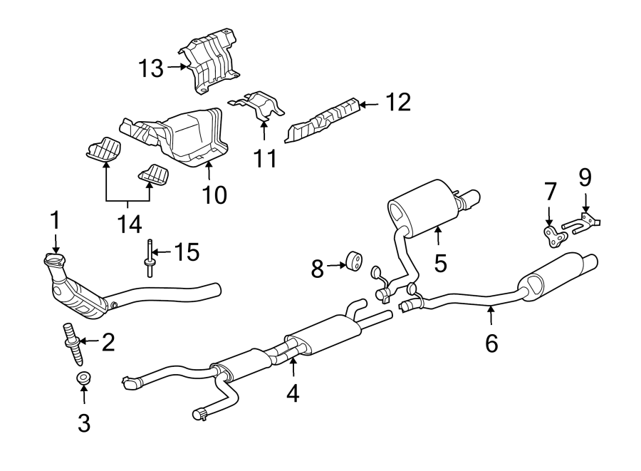 Diagram Exhaust system. Exhaust components. for your 2019 Jaguar F-Pace   