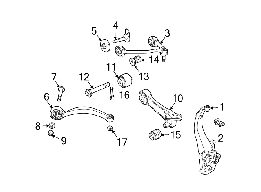 Diagram FRONT SUSPENSION. SUSPENSION COMPONENTS. for your 2012 Jaguar XFR   