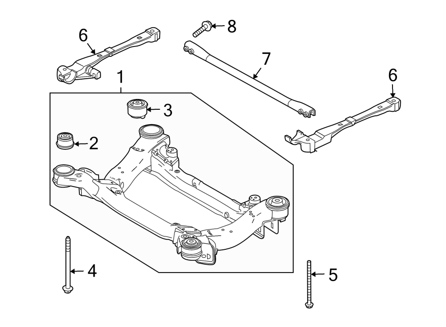 Diagram FRONT SUSPENSION. CROSSMEMBERS & COMPONENTS. for your Jaguar