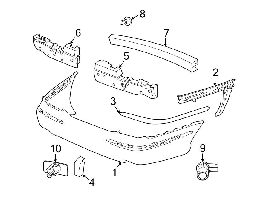 Diagram REAR BUMPER. BUMPER & COMPONENTS. for your 2009 Jaguar XK   