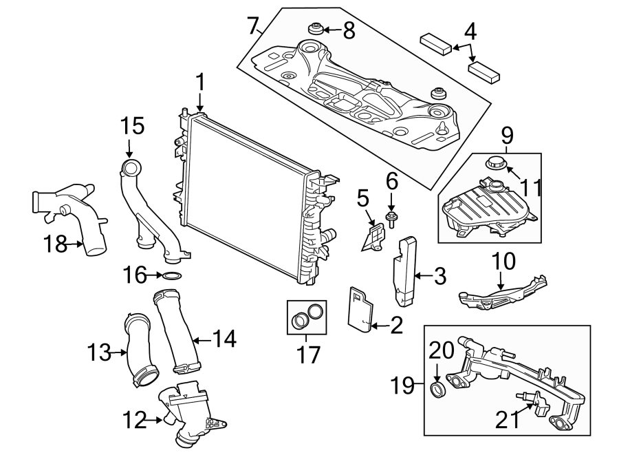 Diagram Radiator & components. for your 2017 Jaguar F-Type  British Design Edition Coupe 