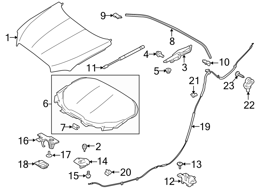 Diagram HOOD & COMPONENTS. for your 2016 Jaguar XJ   