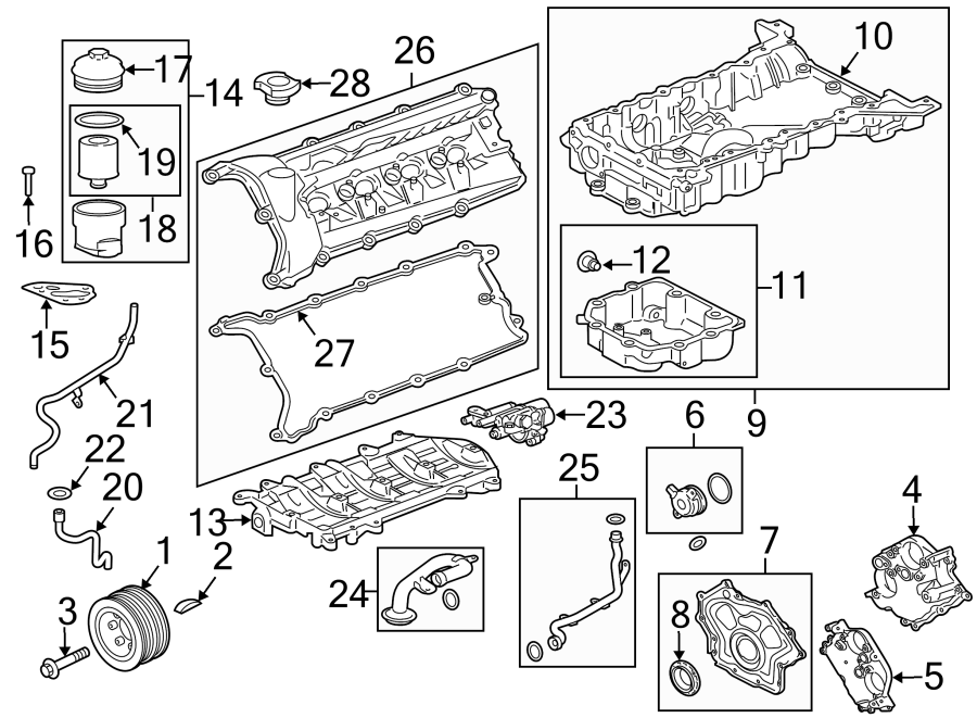 Diagram ENGINE PARTS. for your 2014 Jaguar XJR   