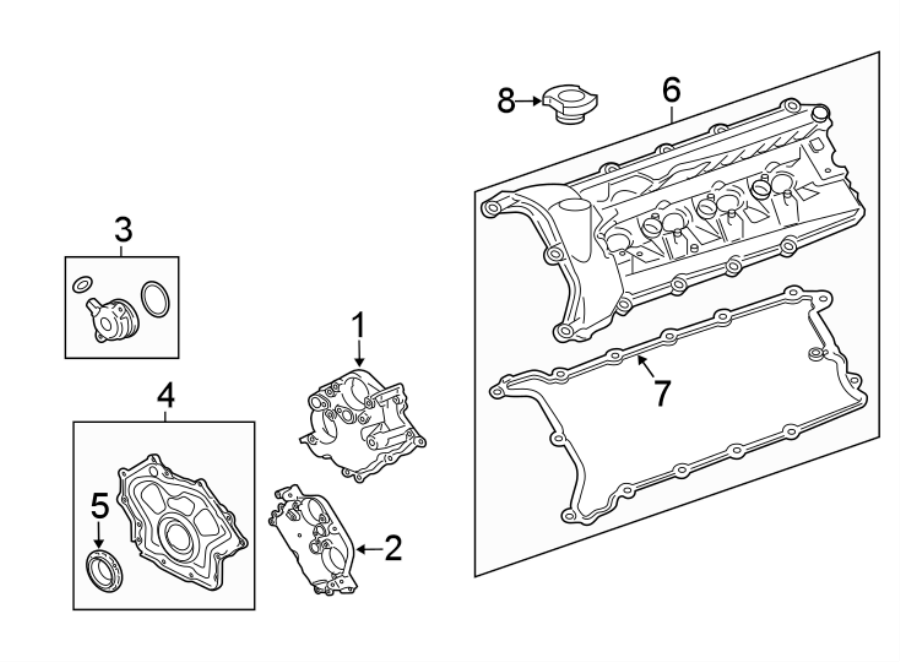 Full size assembly image of VALVE & TIMING COVERS. (1/1)