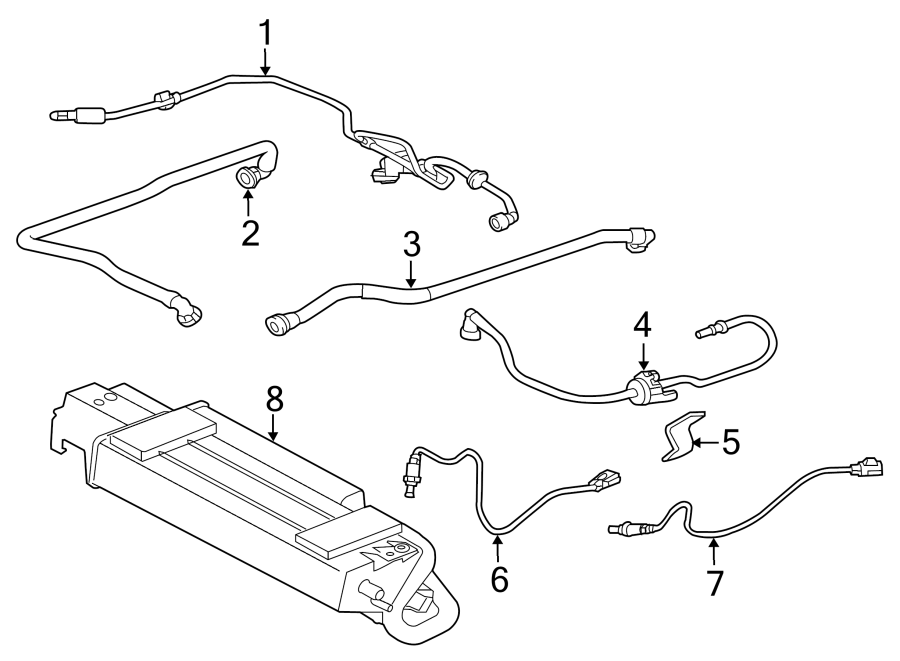 Diagram EMISSION SYSTEM. EMISSION COMPONENTS. for your 2019 Jaguar XJR575   