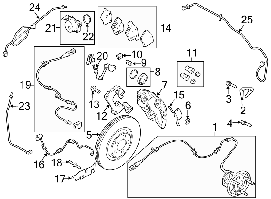 Diagram FRONT SUSPENSION. BRAKE COMPONENTS. for your Jaguar