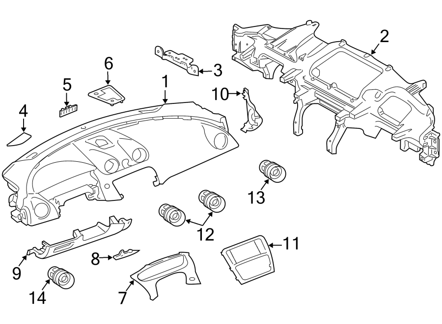 Diagram INSTRUMENT PANEL. for your 2012 Jaguar XJ  L Supercharged Sedan 