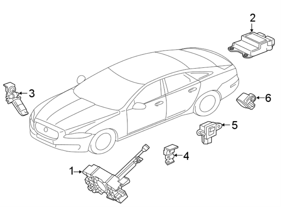 Diagram RESTRAINT SYSTEMS. AIR BAG COMPONENTS. for your 2015 Jaguar XF   