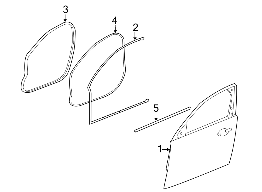 Full size assembly image of Front door. Door & components. (1/1)