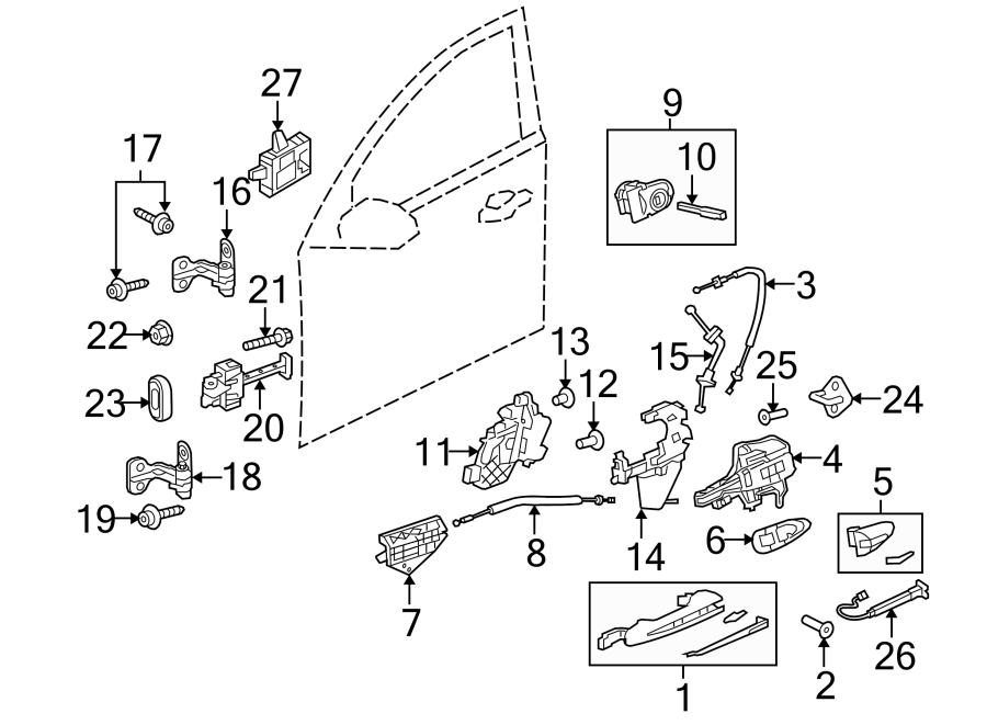 Diagram FRONT DOOR. LOCK & HARDWARE. for your Jaguar XJ  