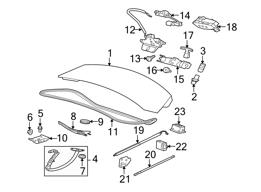 Diagram TRUNK LID. LID & COMPONENTS. for your 2015 Jaguar XJR  Base Sedan 