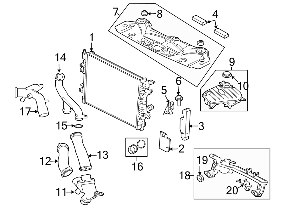 Diagram RADIATOR & COMPONENTS. for your 2019 Jaguar F-Pace  Portfolio Sport Utility 